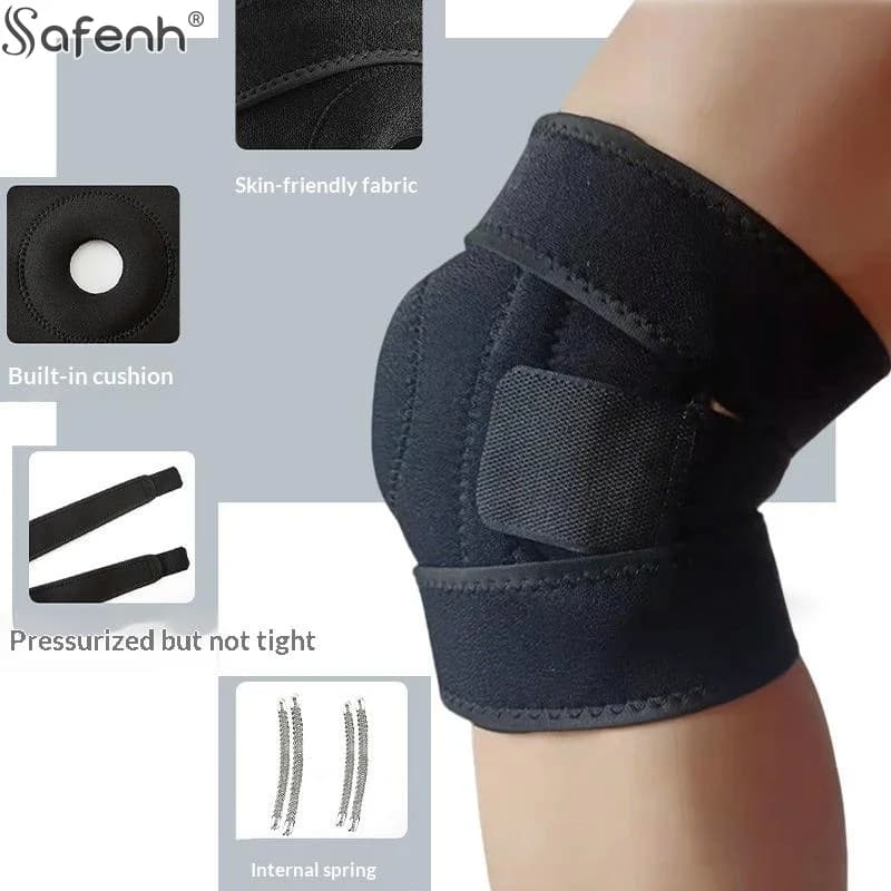 Supporto per ginocchio regolabile con 2/4 molle di supporto per il recupero da infortuni al ginocchio, sicurezza sportiva per uomini e donne
