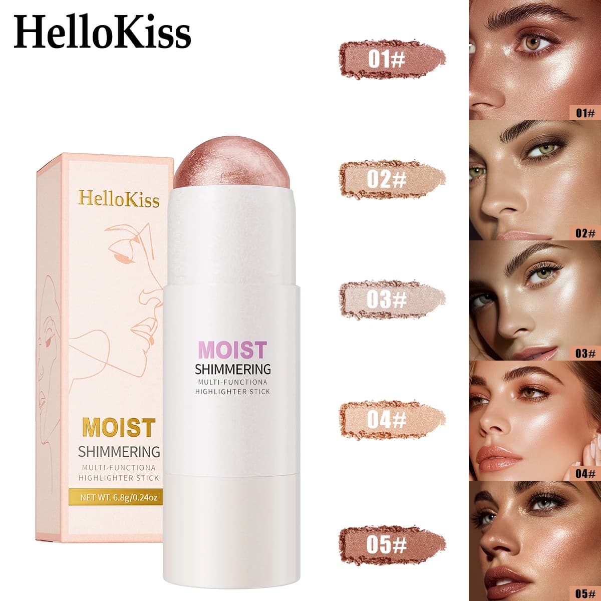 5 Colors Water Light High Gloss Stick Bronzer Shimmer Highlighter Blush Waterproof Face Contour Brighten Stereo Facial Makeup