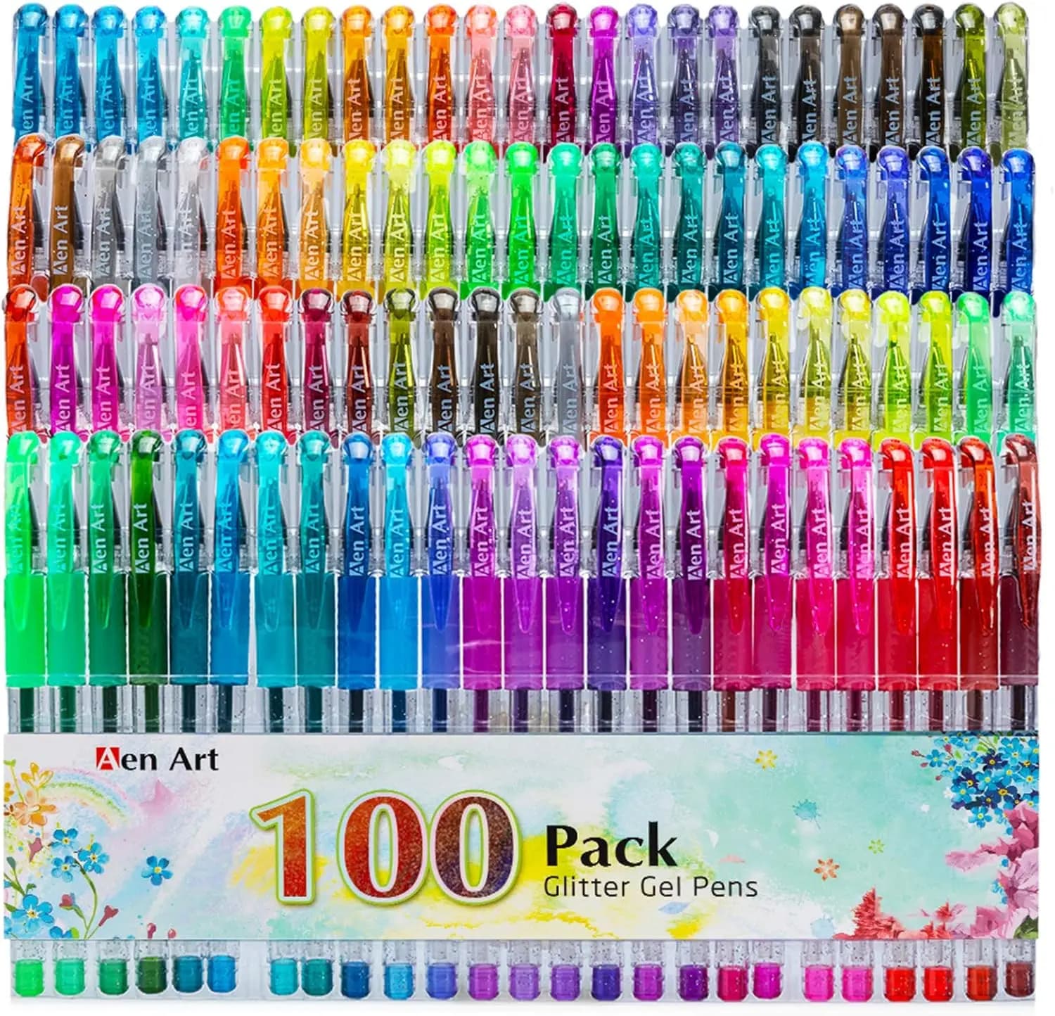 Set di 100 Penne Gel Glitterate, Inchiostro Extra per Libri da Colorare per Adulti, Journaling, Artigianato e Disegno