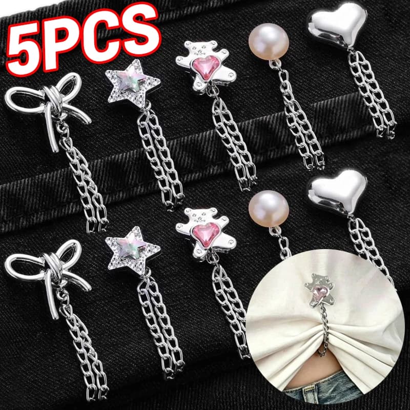 Set da 5 Pezzi Clip Magnetica per Gamba di Pantaloni, Clip per Arrotolare i Bordi dei Pantaloni, Clip Magnetica per Jeans e Camicie, Accessori per Cucito