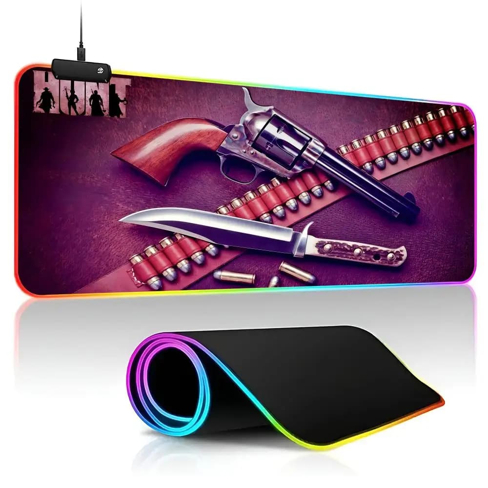 H-Hunt-Showdown Gamer Mouse Pad Gamer RGB Deskmat Tappetino per tastiera Laptop da gioco LED Mousepad Protezione da scrivania Anime Mause Mats