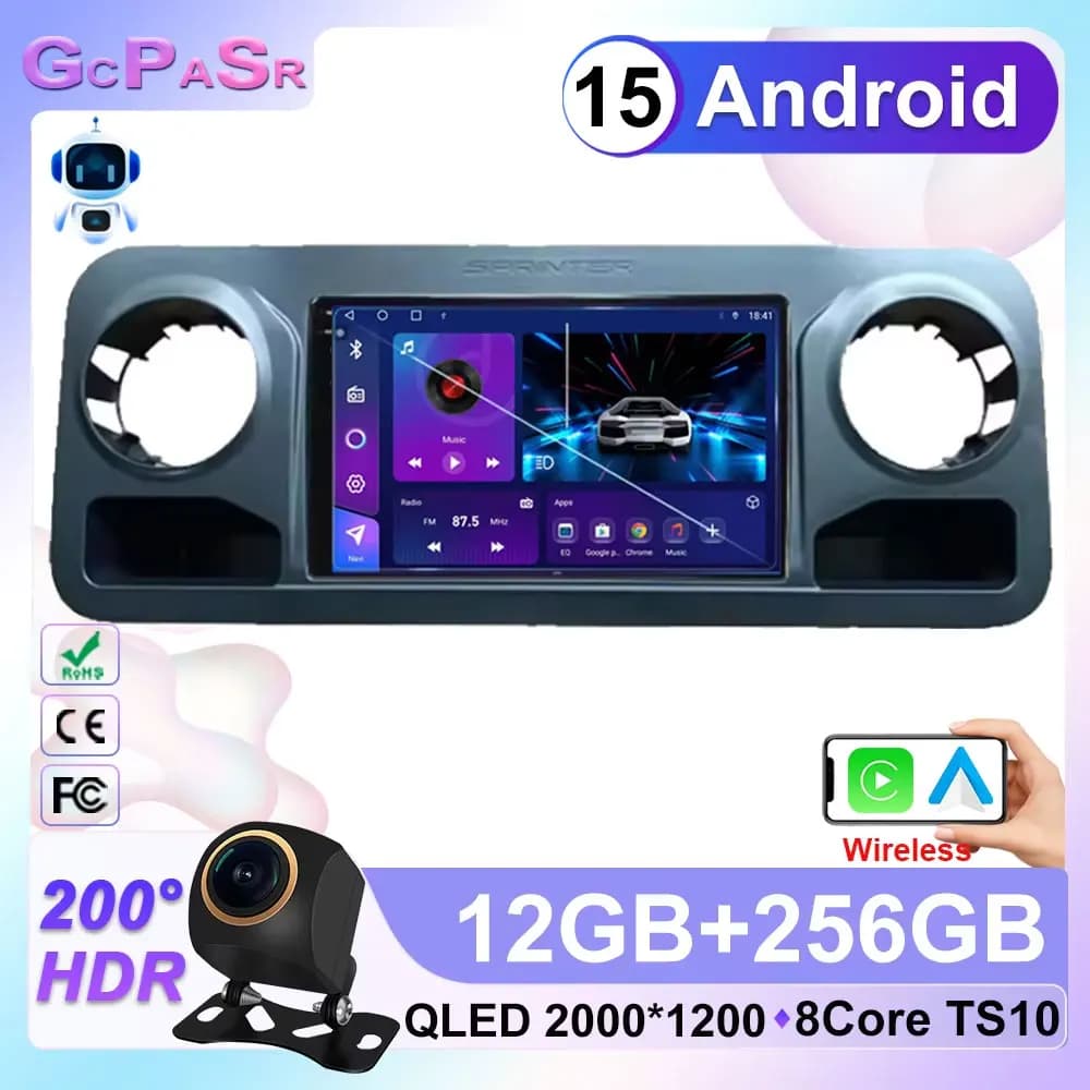 Car Android 15 For Mercedes Benz Sprinter 2018 2019 - 2022 Auto Radio Stereo Multimedia Player GPS Navigation 5G wifi HDR QLED