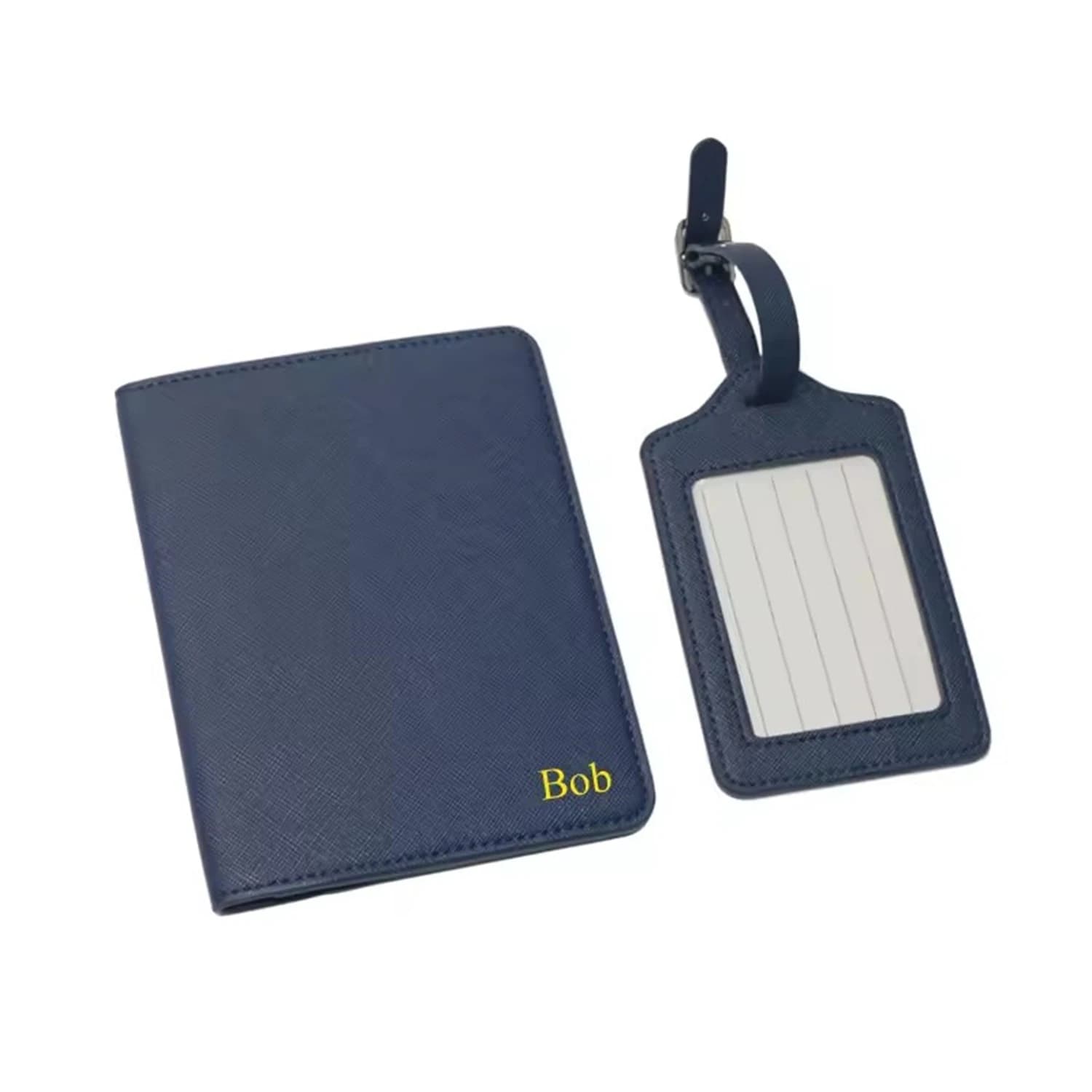 Set di etichette per bagagli porta passaporto per passaporto da viaggio saffiano iniziali monogramate gratuite etichetta per bagagli con clip per passaporto per persone