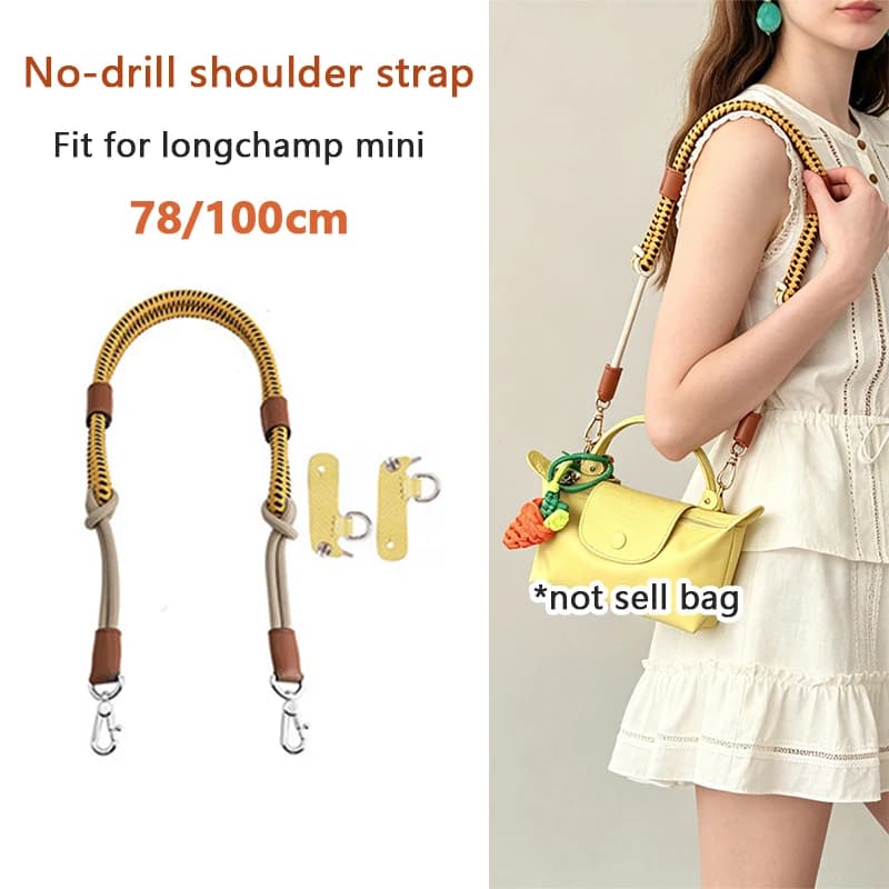 78/100cm Non Adjustable Shoulder Strap For Longchamp Mini S Bag Without Punching Weave Bag Strap Mini Replacement Bag Accessorie