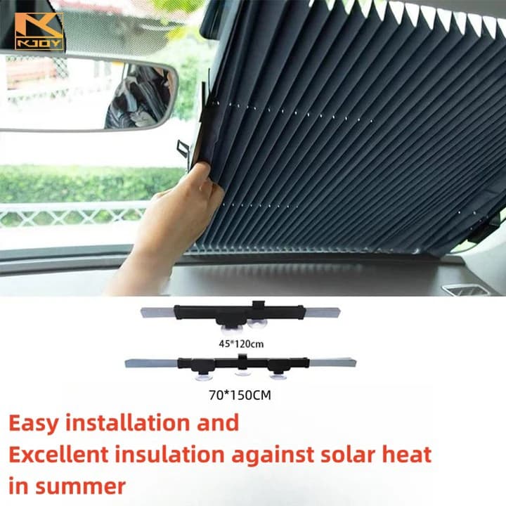 kkjoy Retractable Automatic Extension Car Window Sunshades Front Rear Windshield Sun Block Curtain Auto Accessory