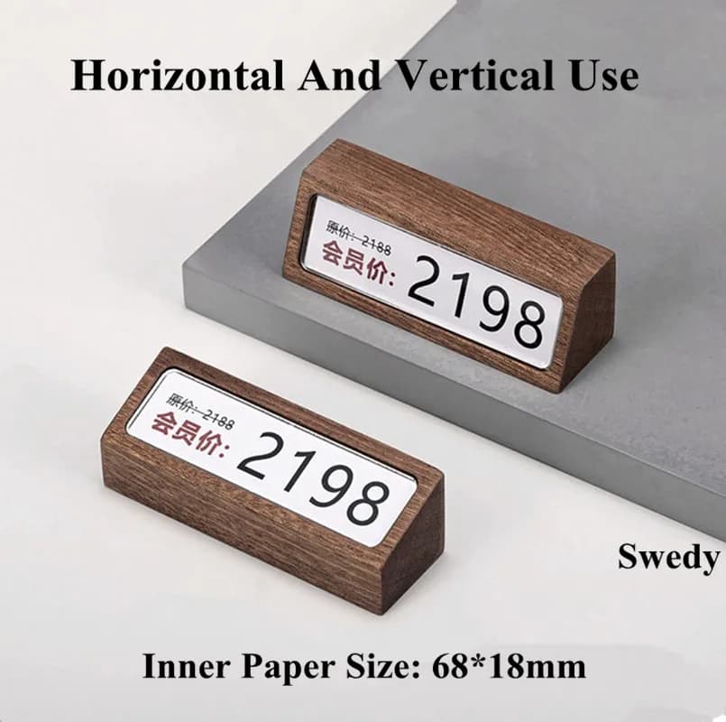 68x18mm Table Top Wood Mini Acrylic Sign Display Holder Table Price Name Card Holder Tags Menu Label Paper Stand