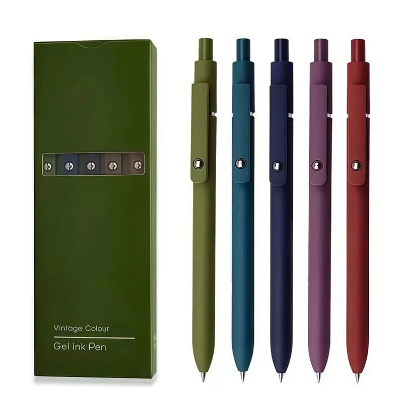 Set di 5 Penne Gel Colorate Morandi, Asciugatura Rapida, Inchiostro Gel 0.5mm, per Ufficio, Scuola, Studenti, Cancelleria