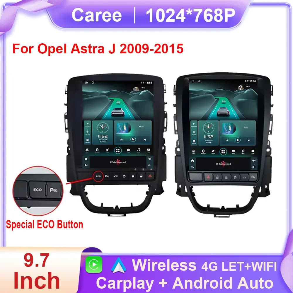Autoradio Android Auto Per Opel Astra J Vauxhall Holden Cascada 2009 - 2015 Auto Multimedia QLED Schermo di Navigazione Carplay GPS 4G