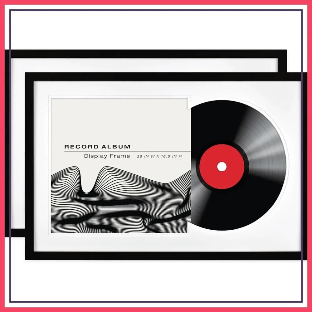 Cornice Doppia Opaca per Album, Cornice Nera 16.5x25 per Esposizione di Dischi in Vinile LP e Copertine (Confezione da 2)