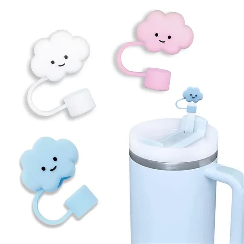 Nice clouds Straw Covers Reusable Silicone Straw Toppers for Cup Loss-proof Candles and Powder Covers Water Bottle