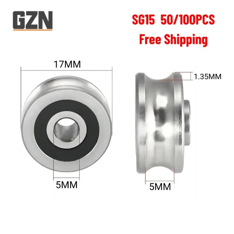 50/100 pcs free shipping SG15 U-shaped laser embroidery machine circular groove guide roller double ball bearing