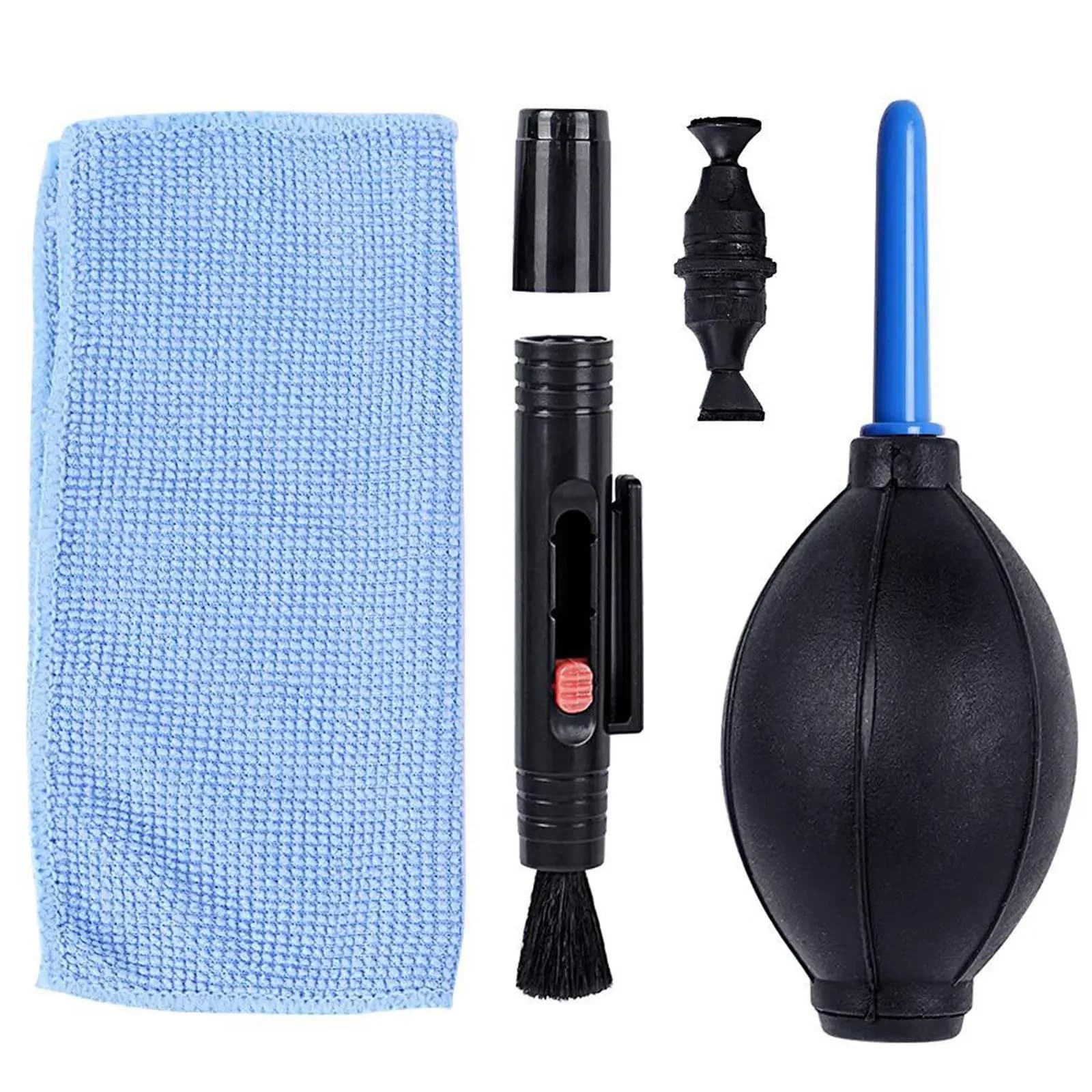 Kit di pulizia per fotocamera 3 in 1 con soffiatore per polvere/panno per pulizia/penna per pulizia multifunzionale per gioielli con telescopio VCR LCD
