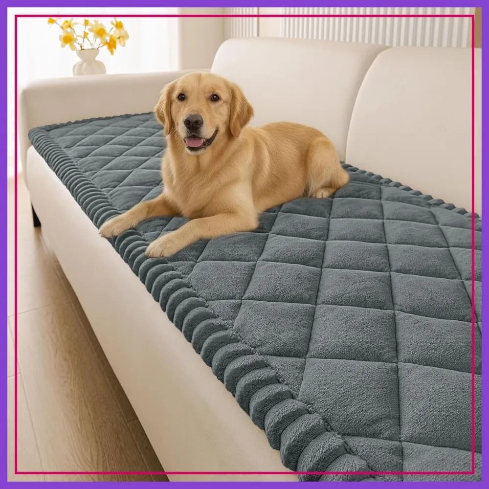 Copridivano Lavabile Antiscivolo per Animali Domestici, Protezione Divano in Peluche Antigraffio e Antipelo per Cani e Gatti, Grigio Scuro 70x224 cm