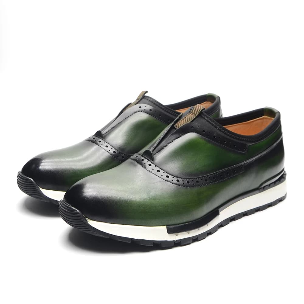 Scarpe da ginnastica da uomo in vera pelle di design di marca di moda Scarpe da ginnastica di lusso fatte a mano slip-on per affari casual, sport e escursioni