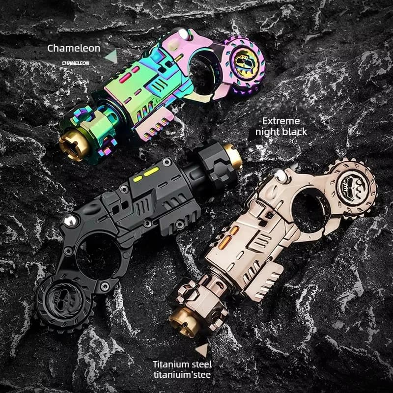 Mini pistola giocattolo in metallo per alleviare lo stress, pistola antistress con espulsione, spinner a rulli, slider meccanico, gadget antistress a cricchetto ribaltabile