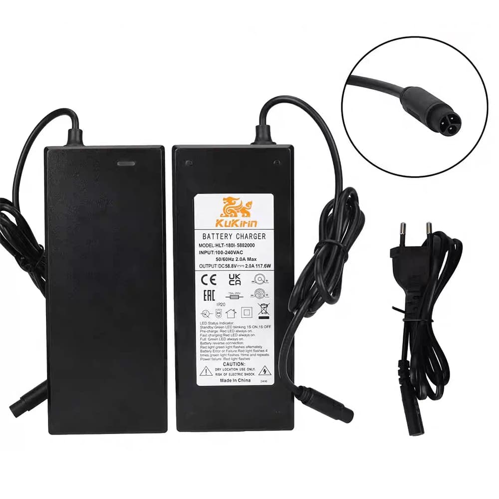 Caricabatterie Ufficiale Kukirin 58.8V 2.0A per Monopattino Elettrico Kukirin G2 Master, Caricabatterie per Batteria al Litio, Parte Originale