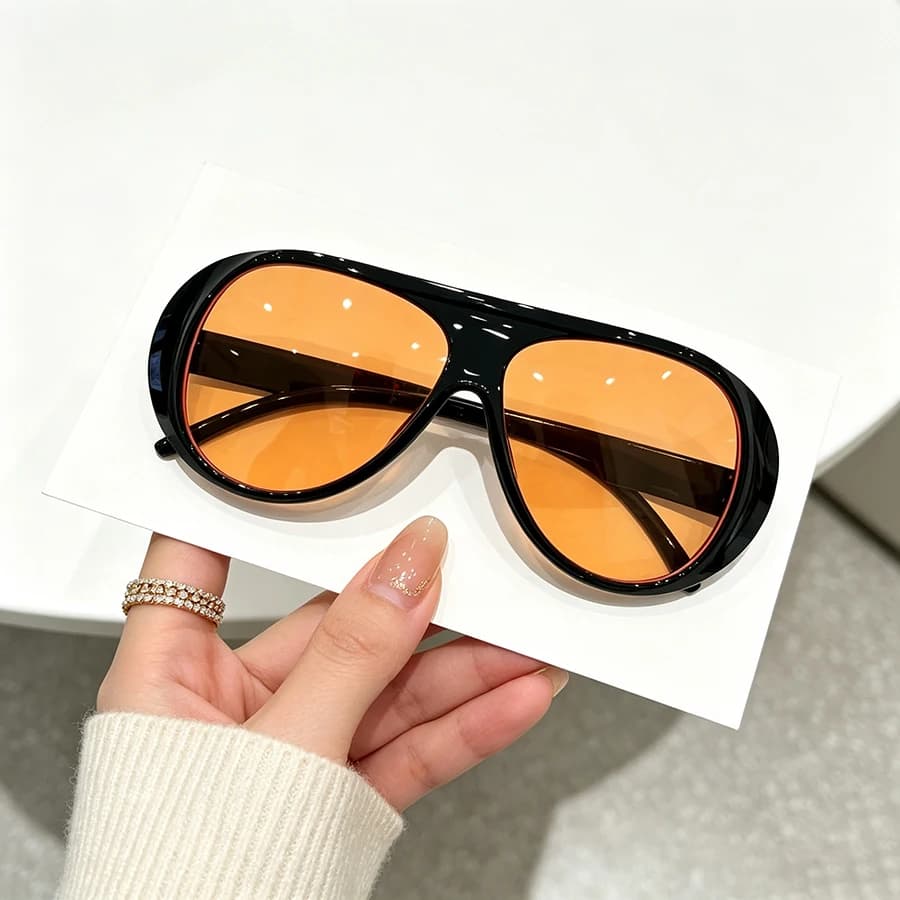 Oversized Aviator Sunglasses for Men Women, European American Trendy Large Frame Sun Glasses, New Fashion Ins Influencer Style