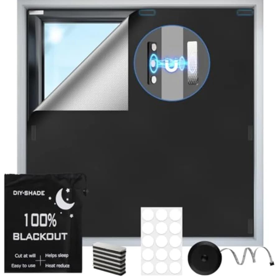 100% Magnetic Black Out Window Cover 39" x 58" Blackout Blinds No Drill, Portable Black Out Shades Blackout Curtains for Bedroo
