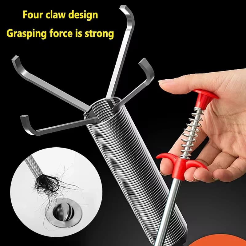 Multifunctional Tool for Draining Pipes 90/160cm, Flexible Spiral for Shoe, Spring Grip for Cleaning Hair Removal