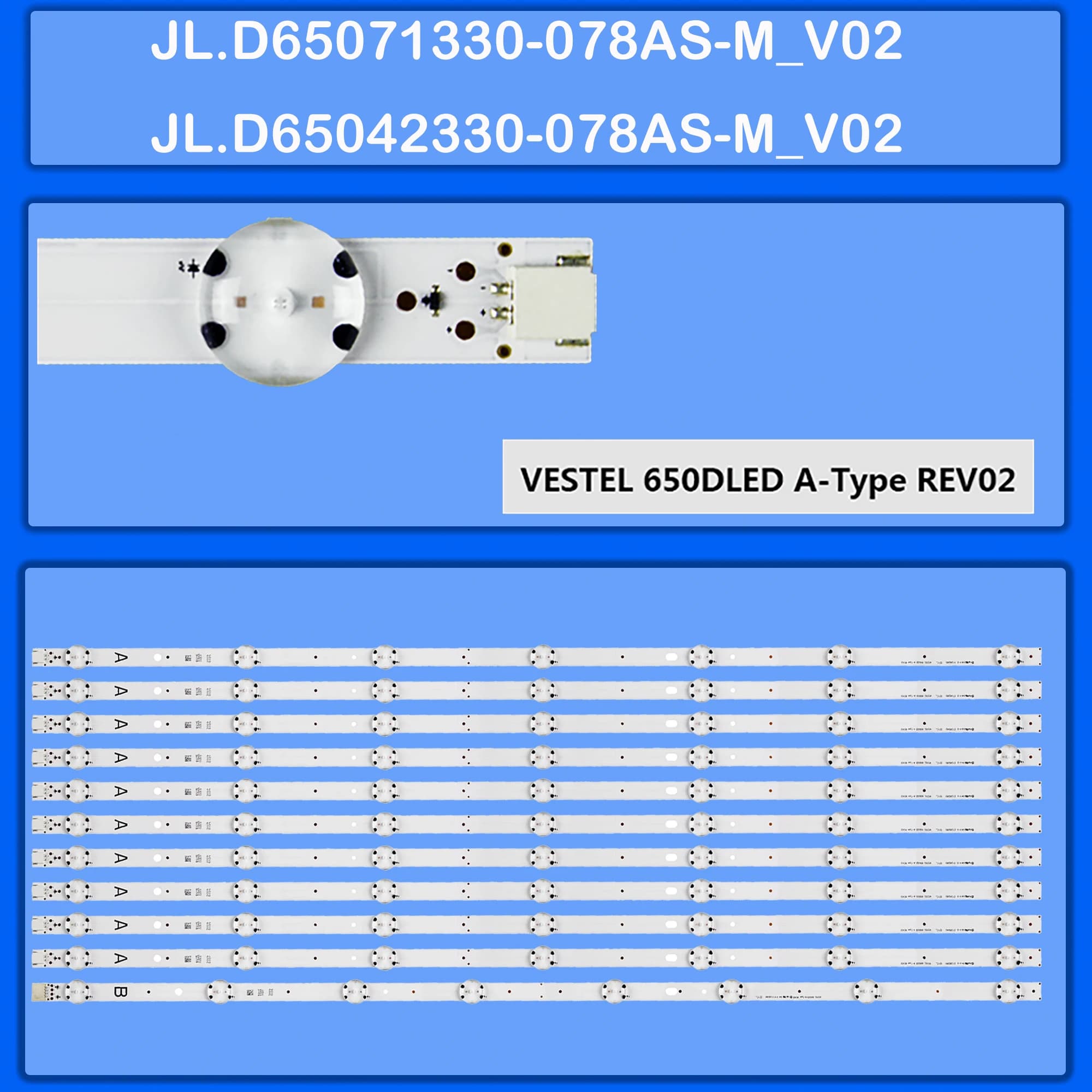 Striscia di retroilluminazione a LED per 65V6763DB 65U6863DG 65HL16T64U WP4K65U18 65R7540U 65UD8800T JL.D65071330-078AS-M_V02 VES650QNTA-2W-U11