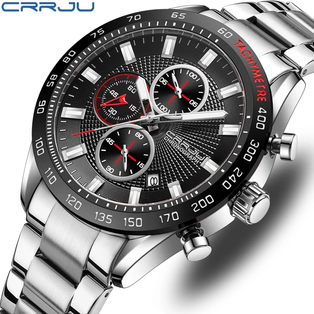 2022 Top Brand di Lusso CRRJU 100% Orologio di Moda Originale Per Gli Uomini Multifunzione Sport Impermeabile Uomo Orologi Da Polso Al Quarzo Orologio