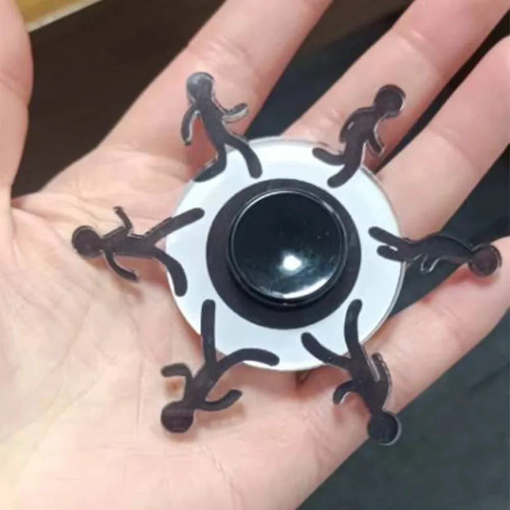 2 pz. Fidget Spinner a forma di stick figure, in metallo, liscio all'esterno, regalo per adulti