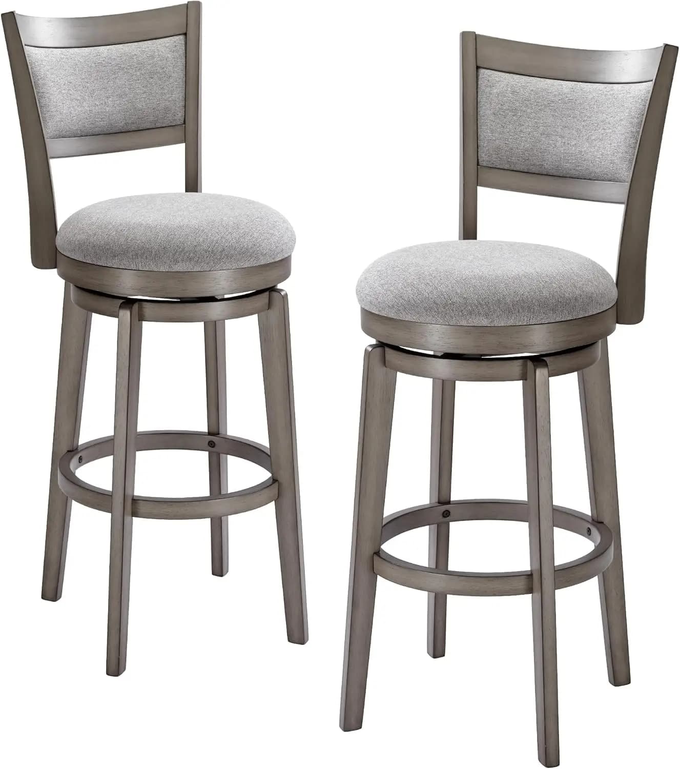 Set di 2 sgabelli da bar girevoli, sgabelli da bar da 30 pollici ad altezza, sgabello da bar con schienale alto con gambe in legno massello e piedini avvolgenti