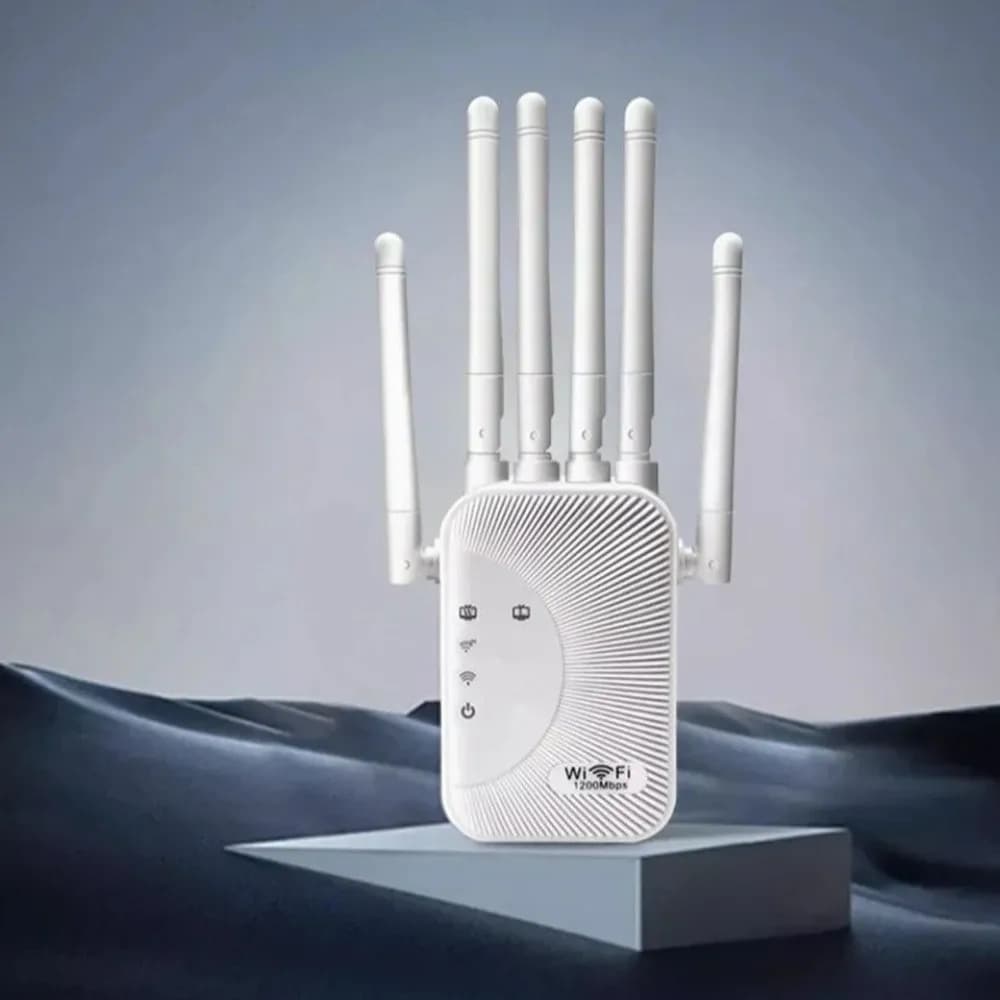 Ripetitore WiFi in Plastica Resistente 300Mbps/1200Mbps 2.4G 5G, Extender WiFi con 6 Antenne, Amplificatore di Segnale Dual Band a Lungo Raggio