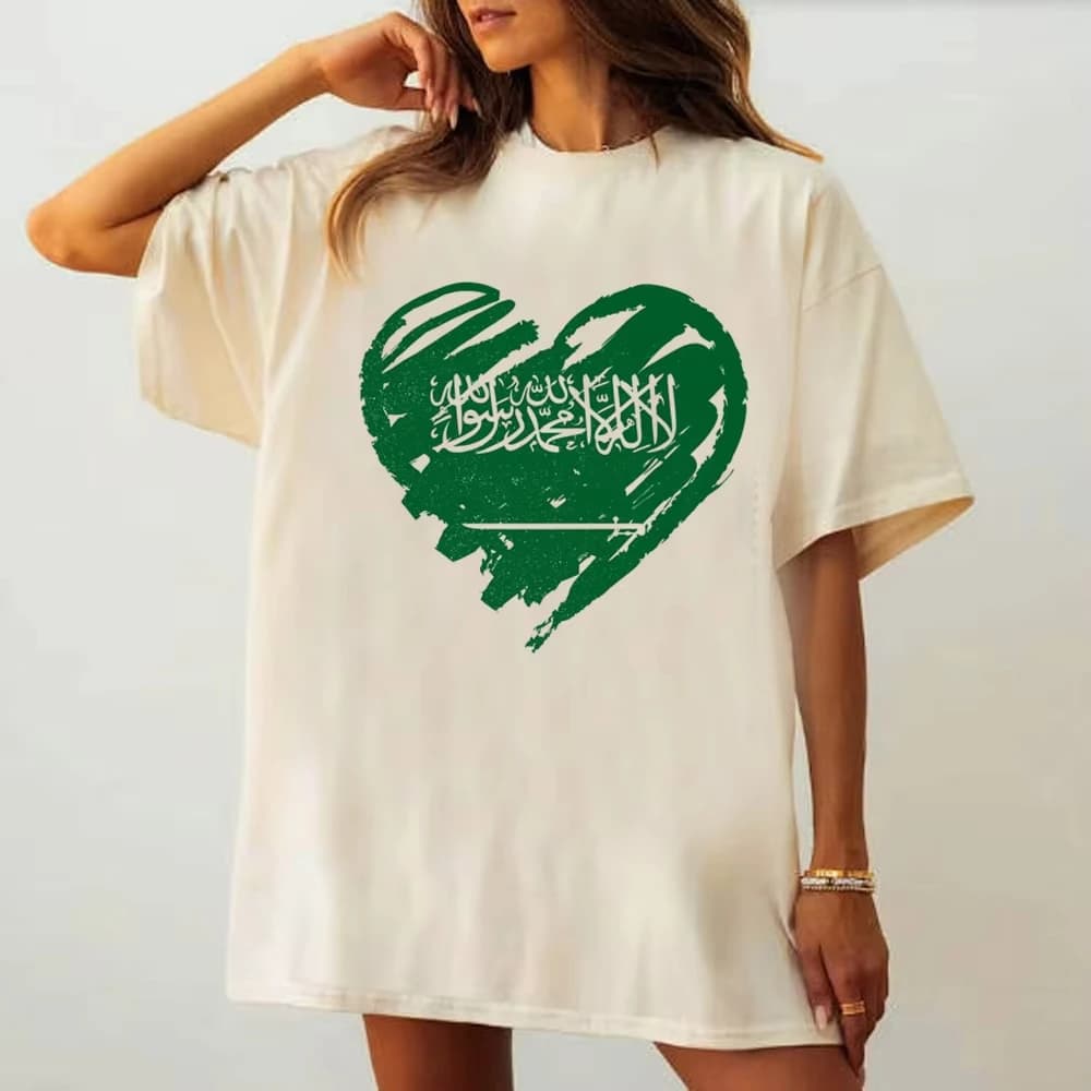 Maglietta per la Giornata Nazionale dell'Arabia Saudita, per adolescenti, con grafica pastello, stile grunge, pop culture, traspirante, gotica, Y2K, comoda.