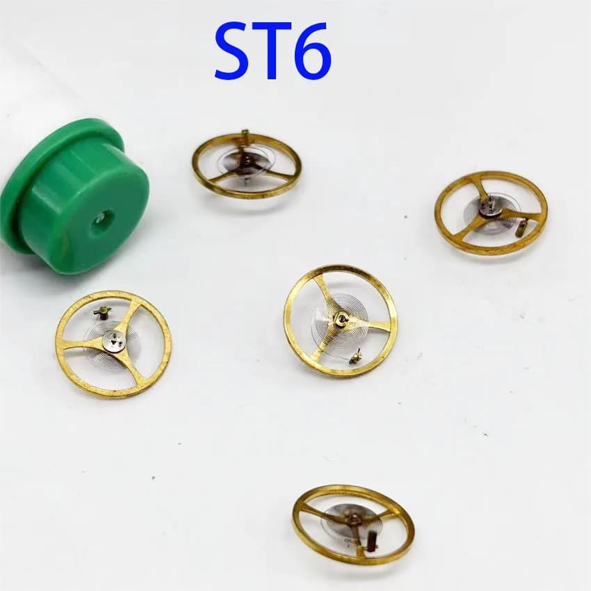 5PCS Balance Wheel Mechanical Watch Accessories Full Pendulum with Hairspring ST6 Movement Compatible Watch Parts