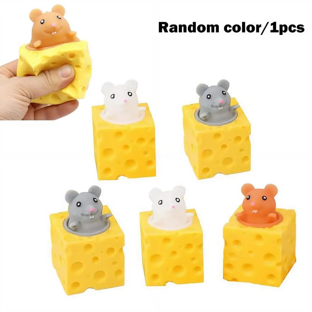 Giocattolo antistress a forma di topo con formaggio, giocattolo sensoriale TPR per bambini e adulti, personaggi per il gioco di nascondino