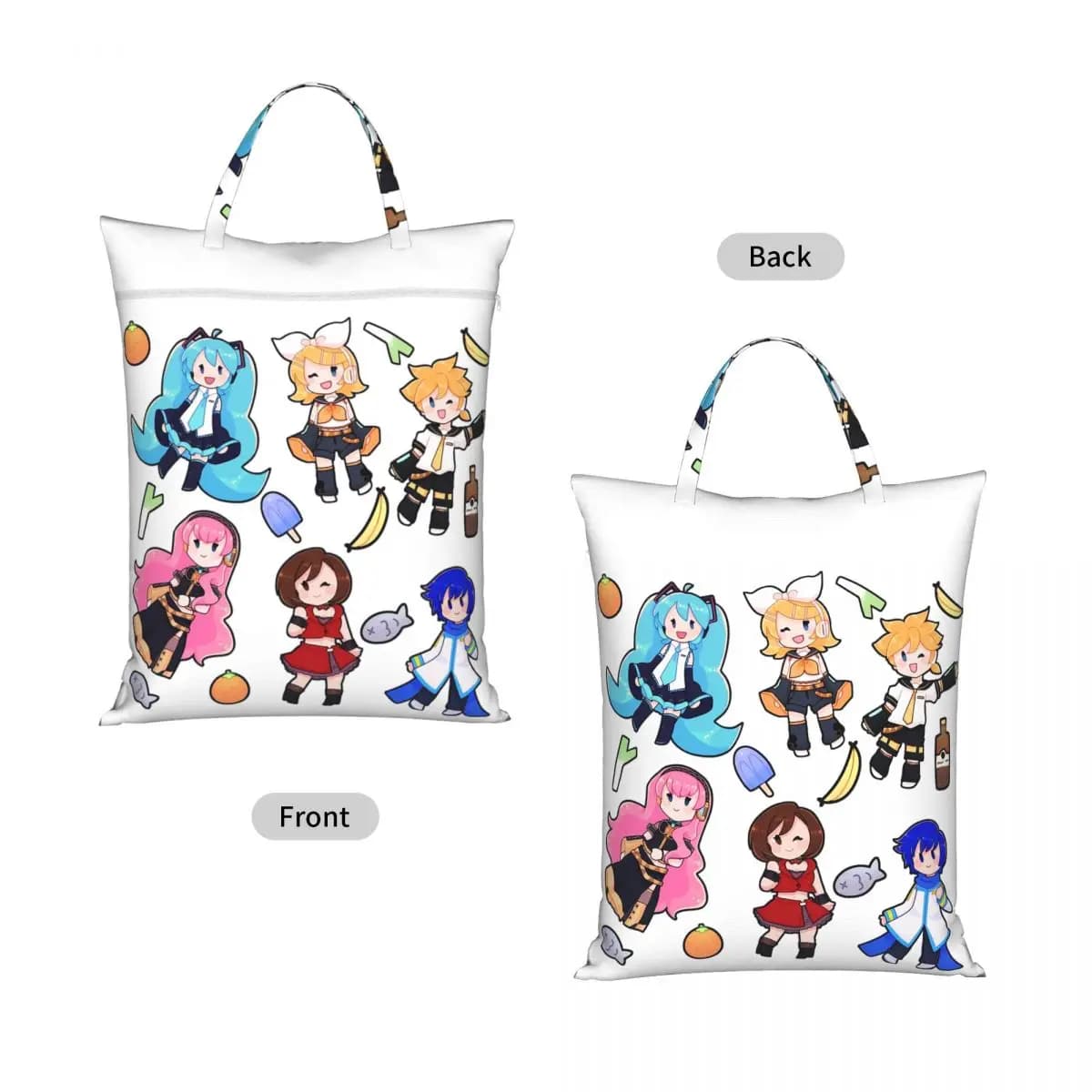 Vocaloid Chibi Chaos! Miku Travel Laundry Bag Waterproof Reusable Dirty Clothes Pouch Gym Yoga Camping Washing Basket