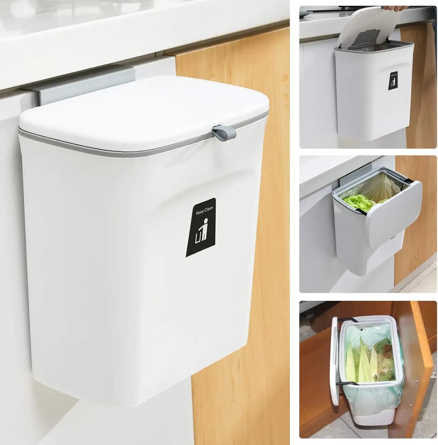 Contenitore per Compostaggio da 2,4 Galloni con Coperchio per Cucina, Bagno, Ufficio - Facile da Montare, Inodore