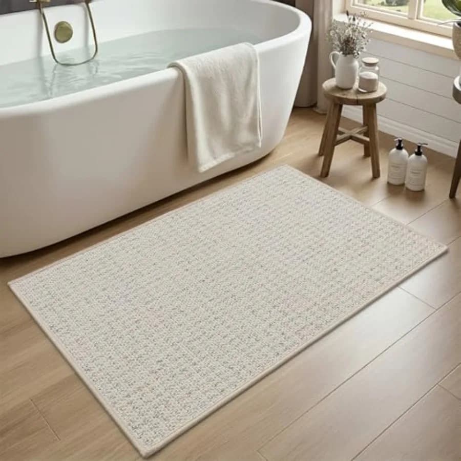 Tappetini da Bagno 24x43 Ultra Sottili, Assorbenti, ad Asciugatura Rapida, Antiscivolo con Base in Gomma, Extra Morbidi per Doccia
