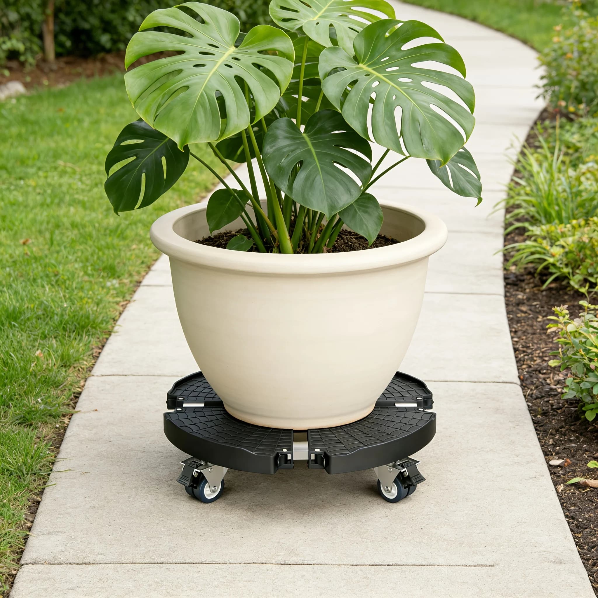 1/2 Pack Adjustable Heavy-Duty Plant Stand with Wheels - 15-22 Inch Plant Bracket with Lockable Swivel Casters, 440 Lbs Load Capacity Mobile Plant Stand/Cart/Roller, Suitable for Large Indoor and Outdoor Planters and Flower Pots