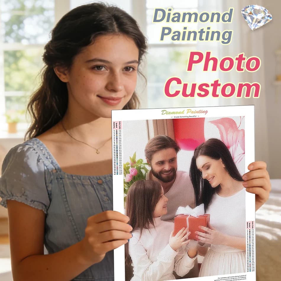 GATYZTORY Diamond Painting con foto personalizzata, regali semplici fatti a mano per la decorazione della casa, set fai da te con strass quadrati/rotondi completi
