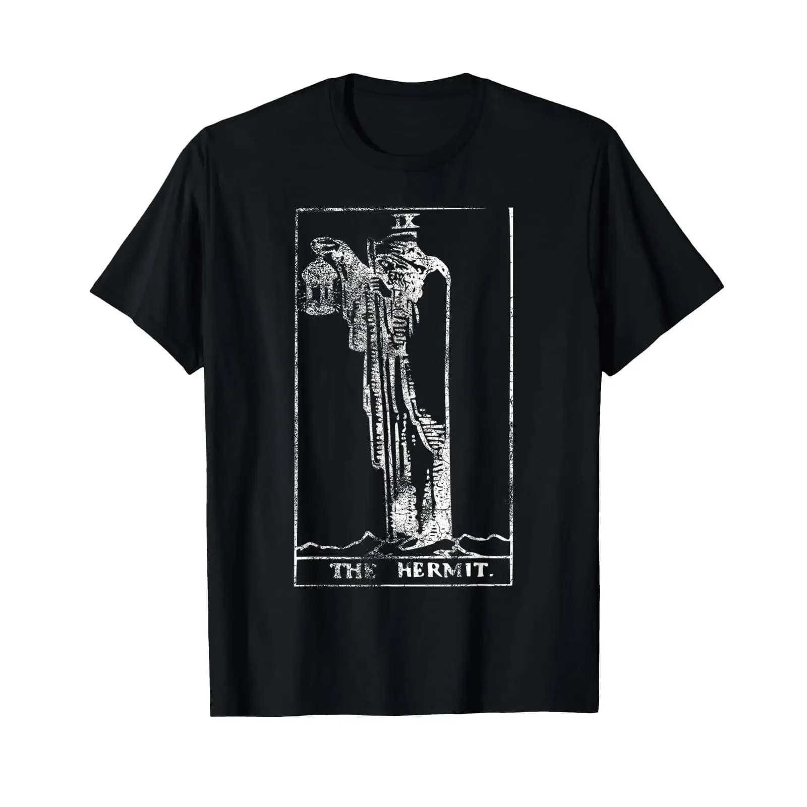 Hermit Tarot Card Gothic Magic T Shirt vintage Washed Versatile Casual homme Top For Everyday Wear Soft Stretched Comfortable