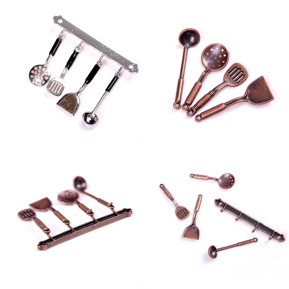 5 pz/set casa delle bambole in miniatura utensili da cucina in metallo modello 1:12 Mini simulazione casa delle bambole cucina accessori da cucina