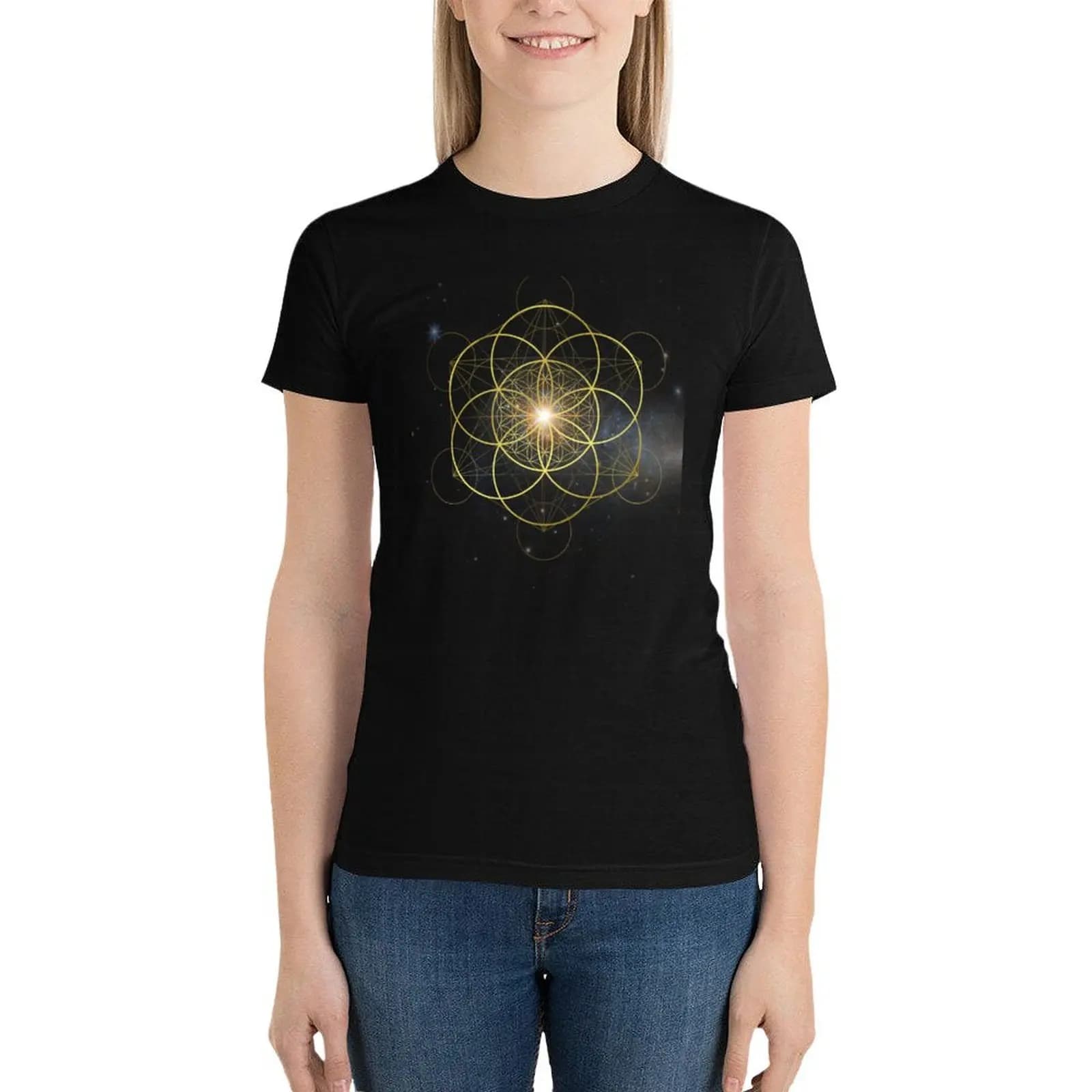 Flower of life in the seed of life t-shirt Mandala funny summer clothes clothes for women