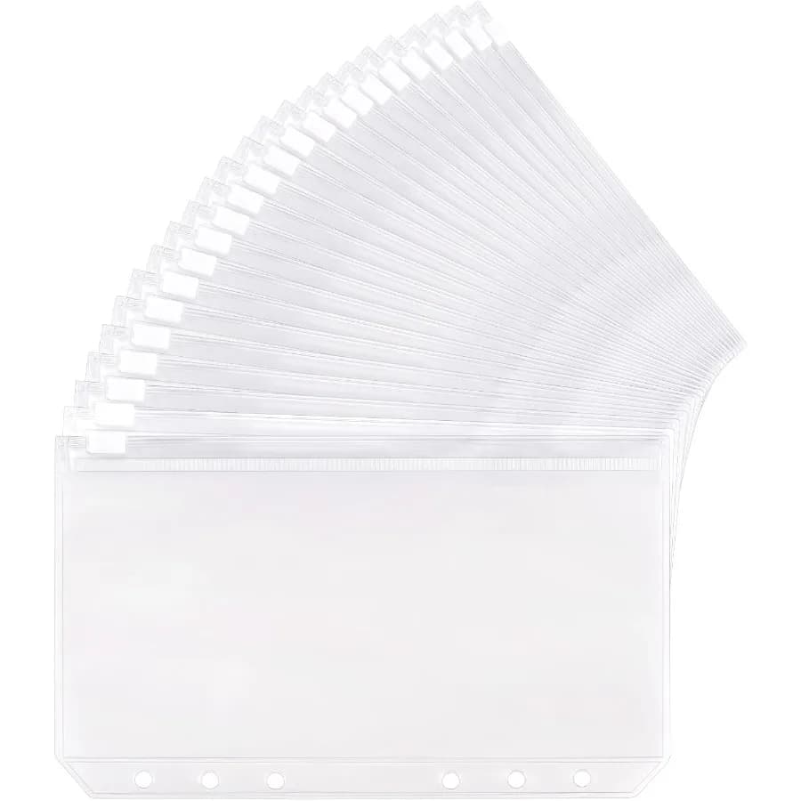 24 tasche raccoglitore A6 tasche raccoglitore cartelle con cerniera a 6 fori buste per documenti in PVC impermeabili trasparenti
