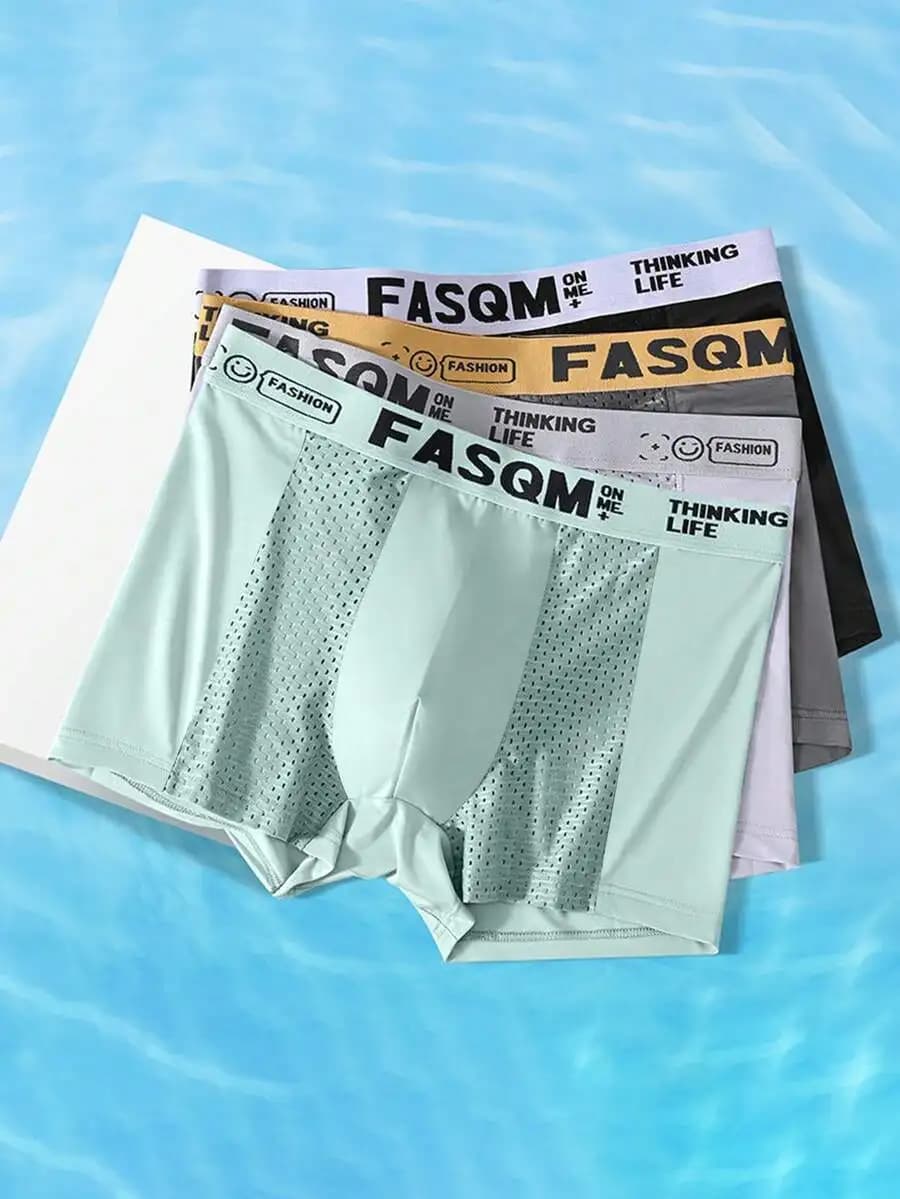 4pcs Mens Mesh Breathable Briefs Ice Silk Lightweight Underwear