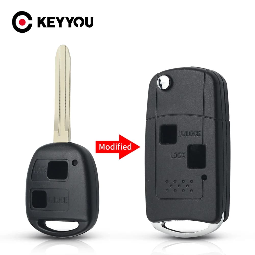 KEYYOU per TOYOTA Avalon Camry Corolla Echo Rav4 portachiavi per auto 2 pulsanti modificato Flip telecomando chiave Shell lama non tagliata