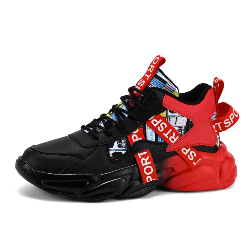 New high-top breathable, large-sized, fashionable thick-soled casual sports shoes for men and women, men's shoes, running shoes