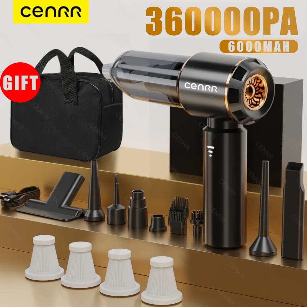 CENRR 360000PA Aspirapolvere per Auto Mini Potente Senza Fili Portatile Macchina per Pulizia Auto