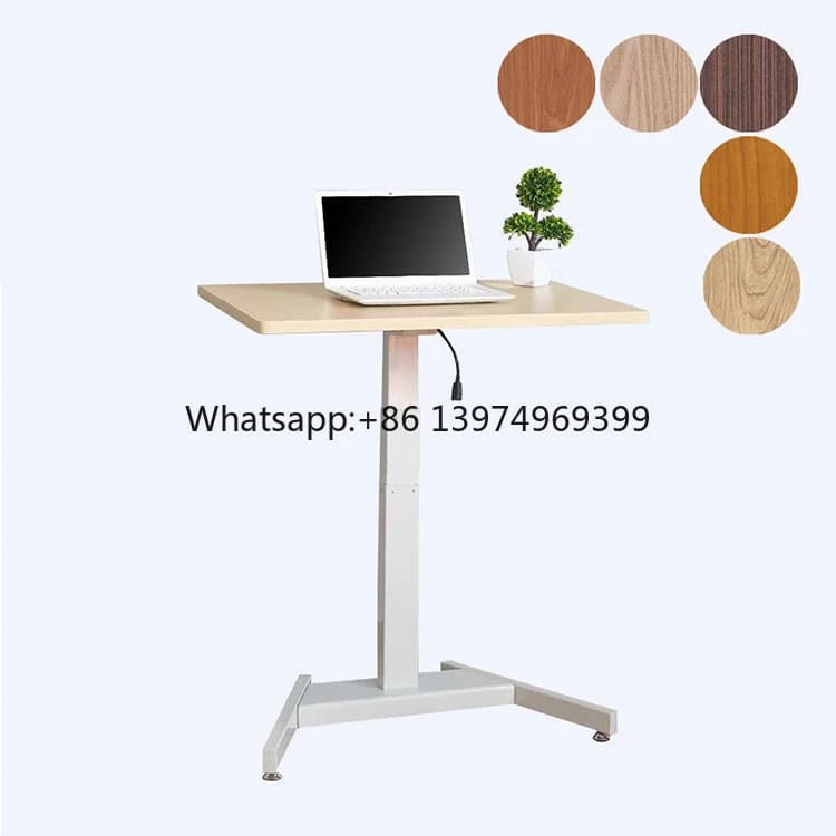 Single Leg Motorized Electric Height Adjustable Table One Leg Laptop Desk Home Office Computer Standing Desk