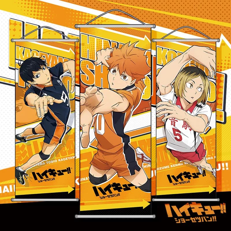 Haikyuu!! Anime Wall Scroll Poster Hinata Kageyama Kenma Volleyball Art Print Hanging Painting for Home Room Decor Fans Gift