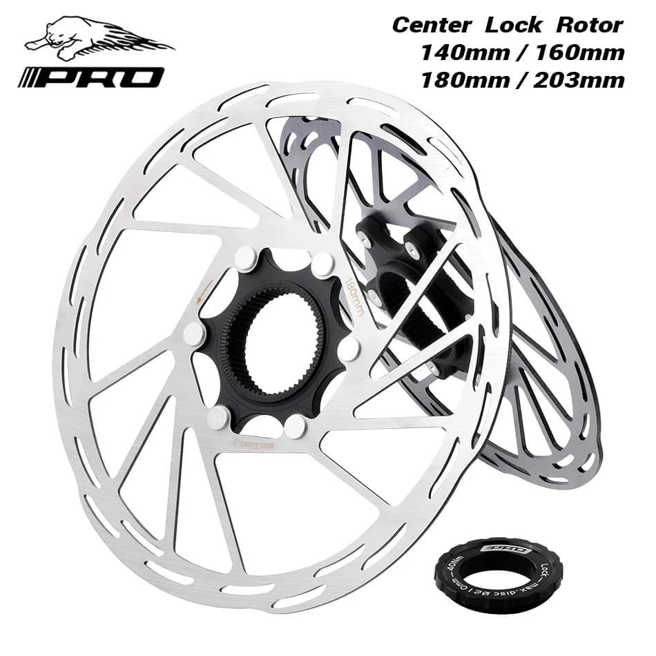 IIIPRO Blocco centrale della bicicletta Rotore del freno della bicicletta 140mm/160mm/180mm/203mm Rotore del freno a disco per bici da strada con anello di bloccaggio Pastiglie freno bici