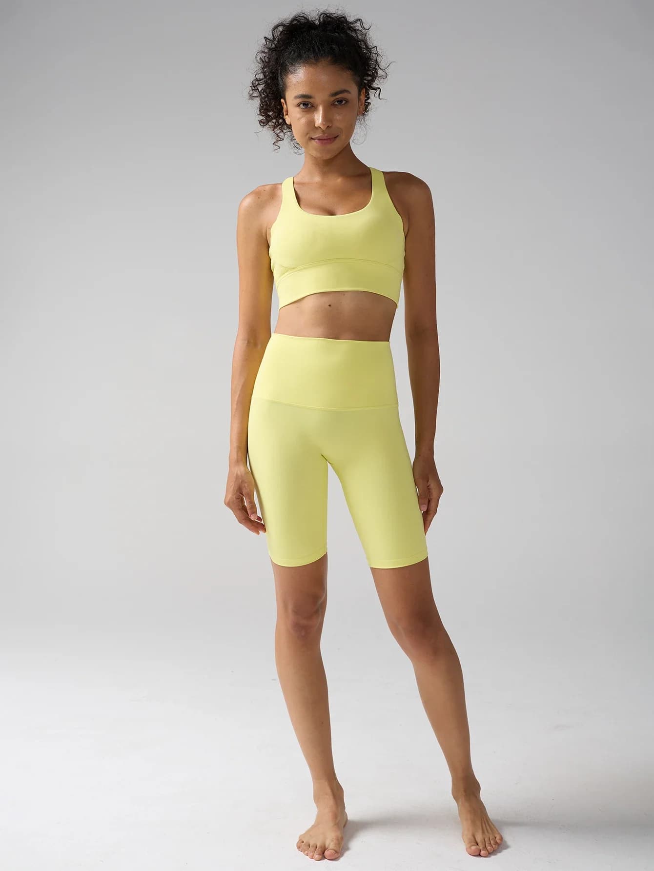 High Waist Yoga Shorts Set 2 Pieces with Cross Beautiful Back Sports Bra Hip Lift Running Fitness Pilates Women's Active Wear