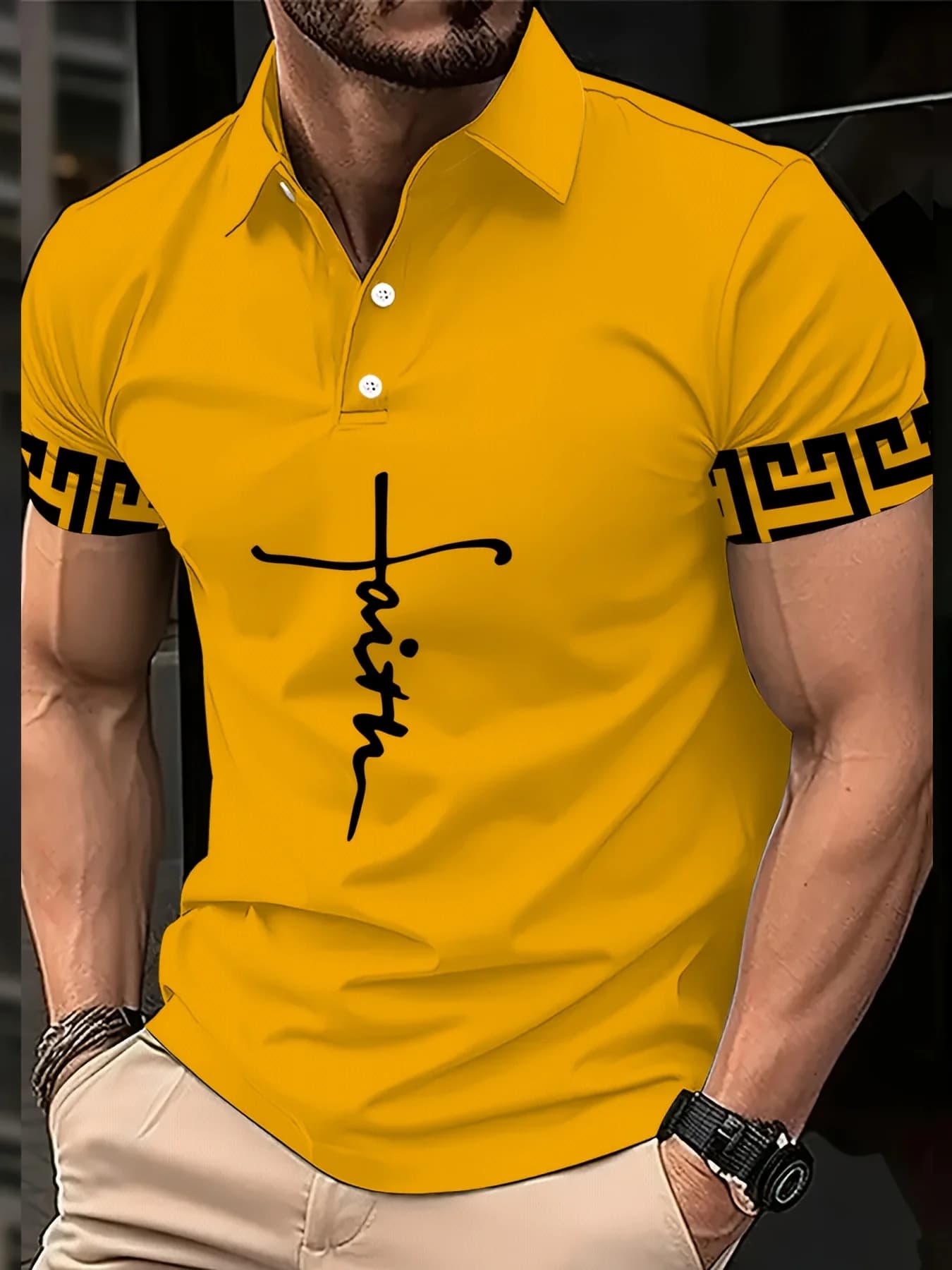 Polo da uomo a maniche corte con stampa 3D, alla moda e streetwear, con un'atmosfera festiva