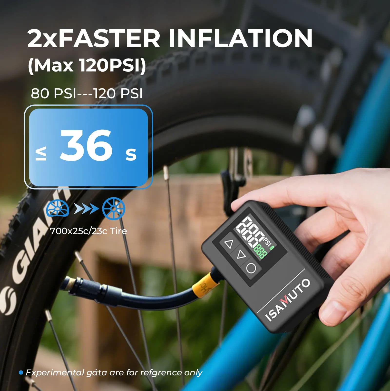 Gonfiatore per pneumatici 120 PSI Mini pompa di aria elettrica tascabile portatile Display digitale Accessori per biciclette ISAMUTO
